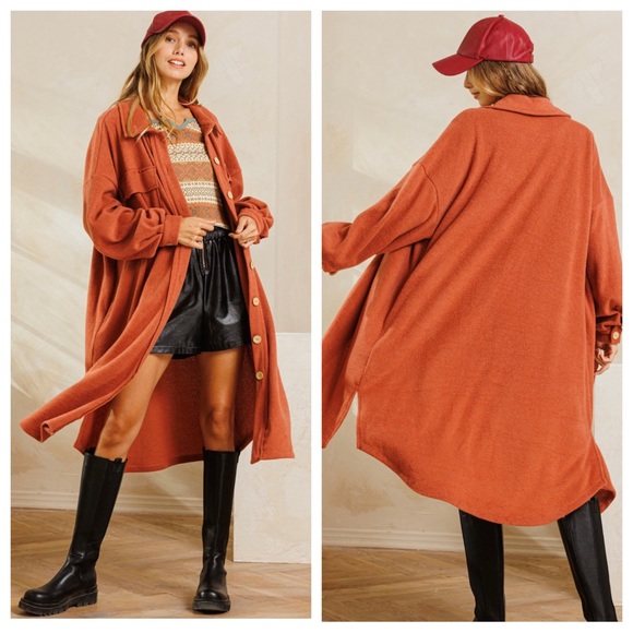 Cozy Most Fabulous Stretch Front Button Down Long Coat - Picture 4 of 4